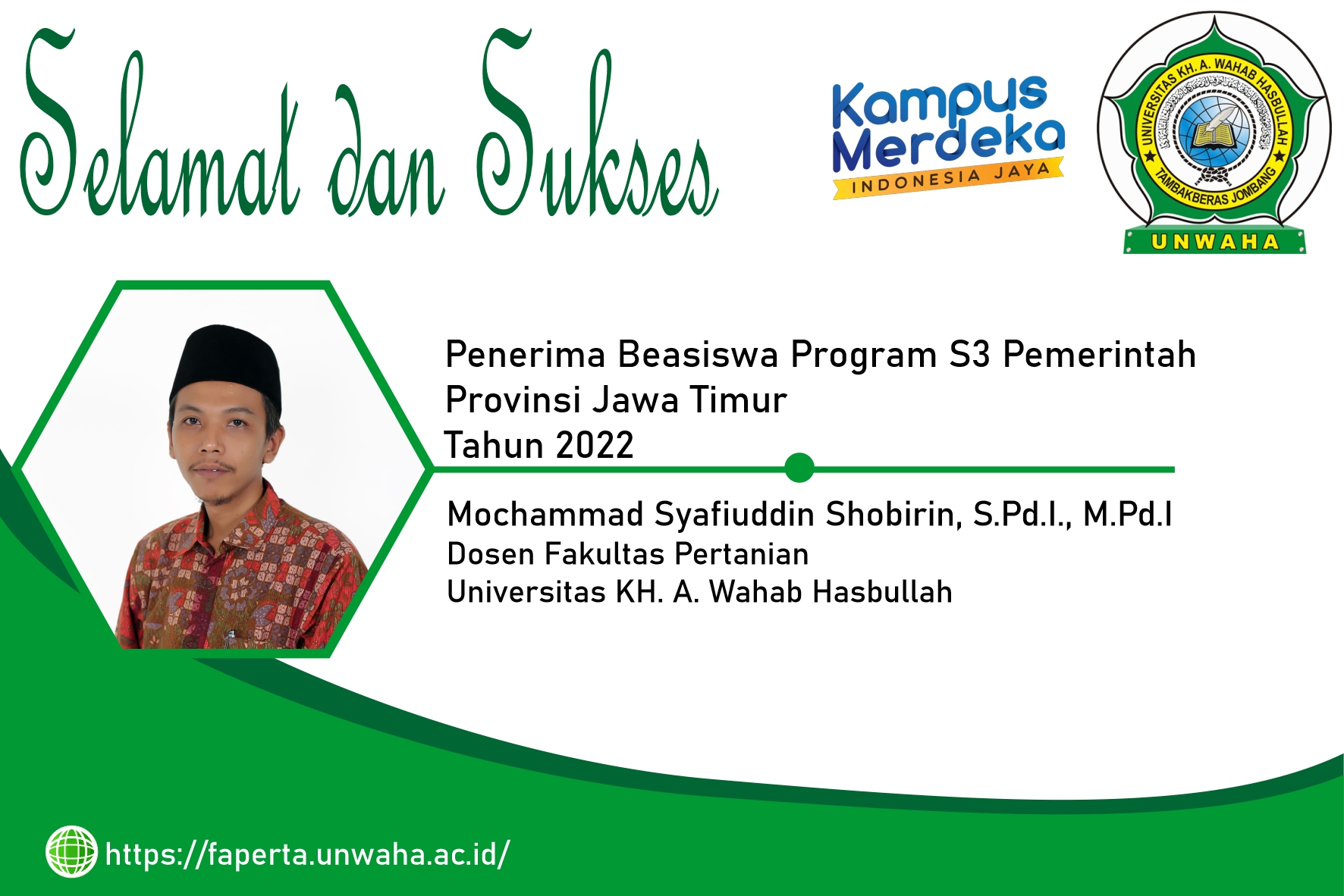 Selamat dan Sukses kepada ‪Mochammmad Syafiuddin Shobirin Lulus Seleksi Beasiswa S3 LPPD Jawa Timur
